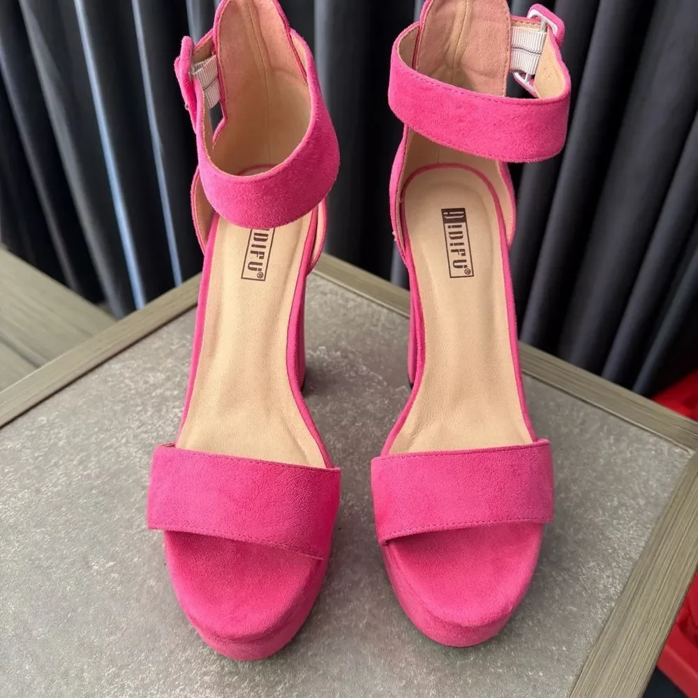 IDIFU IN5 Sabrina Platform Block Chunky High Heels Ankle Strap Heel size 7